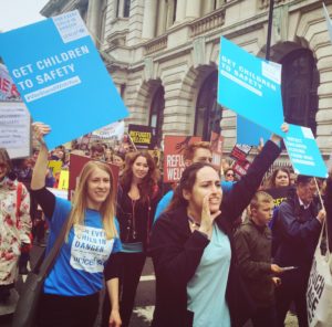 Unicef UK Campaigners at the Welcome Refugees march in London in September 2016. Unicef UK/2016/Walker