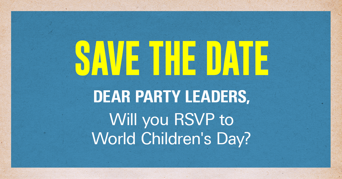 Save The Date World Children S Day Unicef Uk