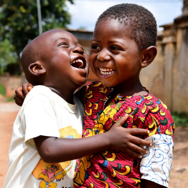 Two friends play together in Korhogo, northern Côte d’Ivoire.