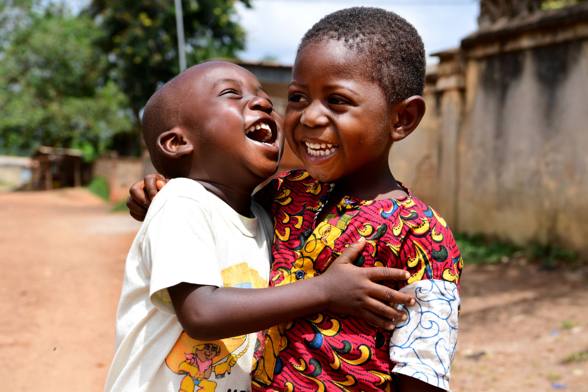 Two friends play together in Korhogo, northern Côte d’Ivoire.